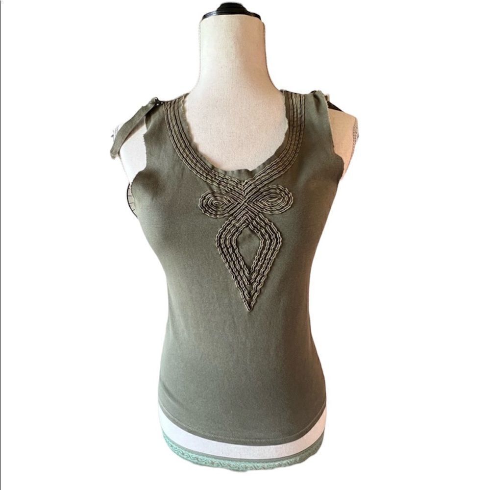 SOLD!! by Chloe tank embroidery and unfinished trim size 6 EUC